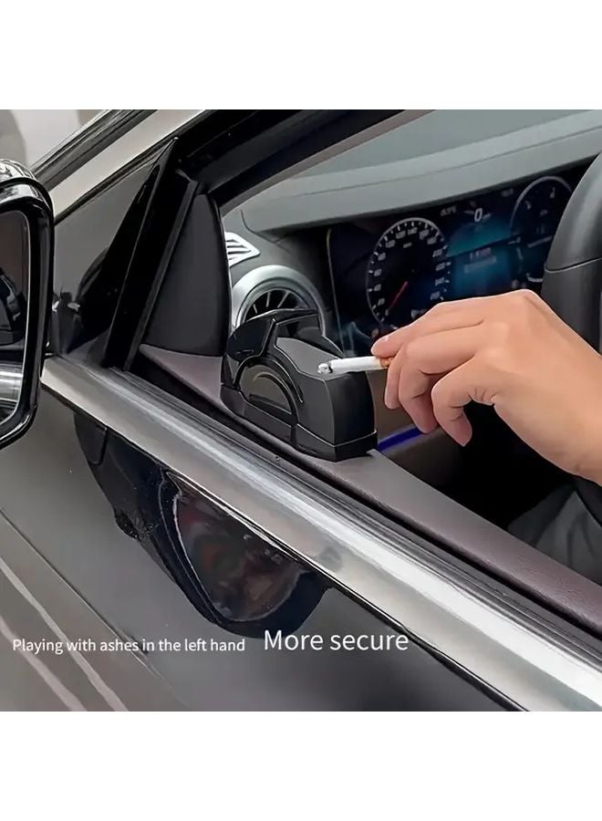 Black Portable Car Ashtray With Lid Durable Plastic Easy Clean Anti Ash Spill Travel - Image 3